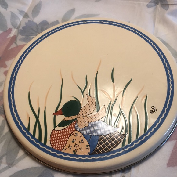 Vtg CSC Patchwork Duck Steel Enamel Burner Covers 1-10 inch and 1-8 inch - Picture 2 of 5